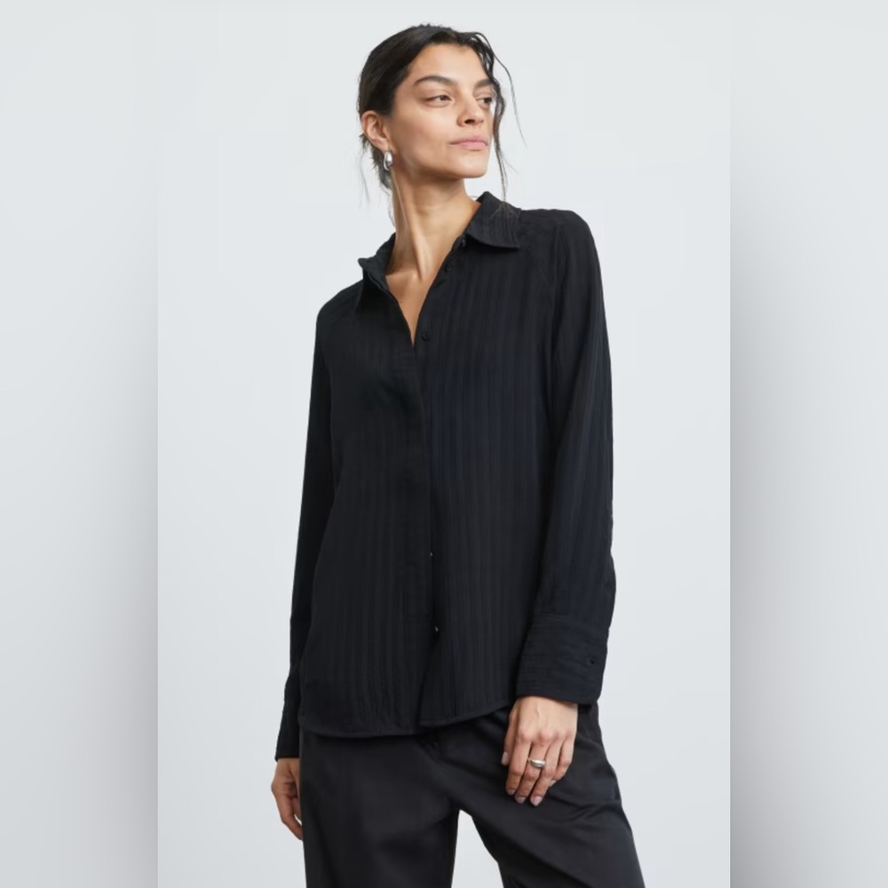 Everlane City Stripe Shirt Black Size 4 NWT